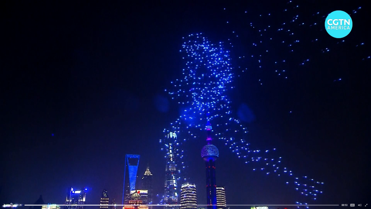 Drone fireworks replacing cgtn